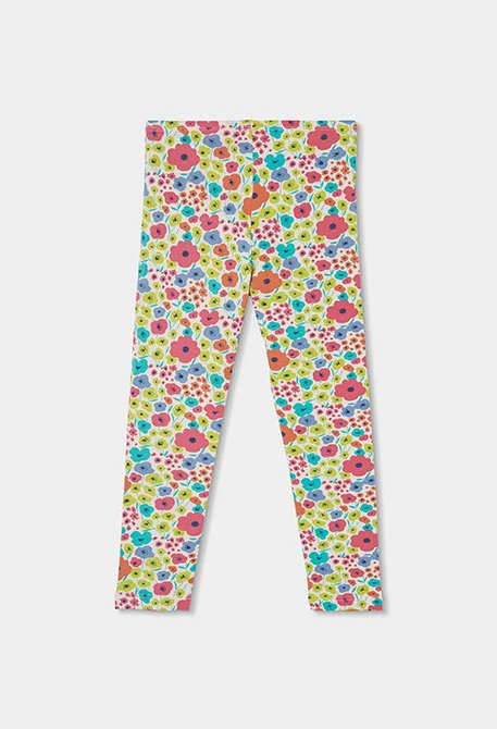 Elastic printed knit leggings