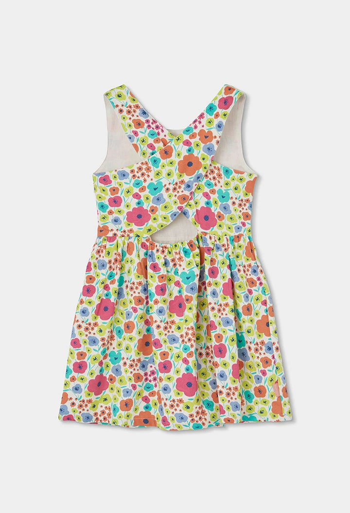 Vestido de menina de cetim estampado com flores