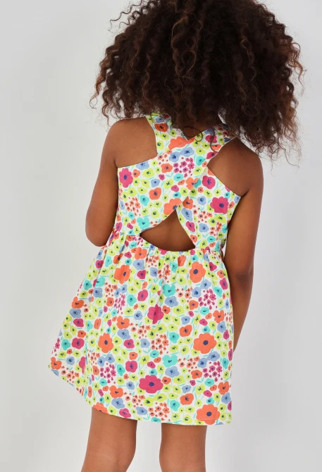 Vestito bambina raso stampato a fiori