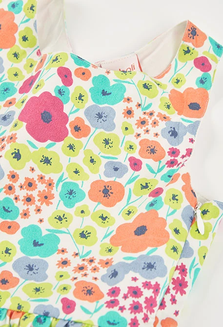 Girl?s satin dress with floral print