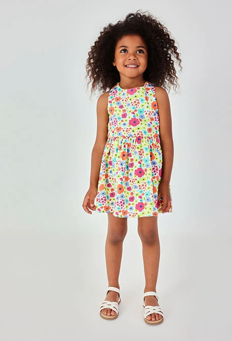 Vestido niña satén estampado flores