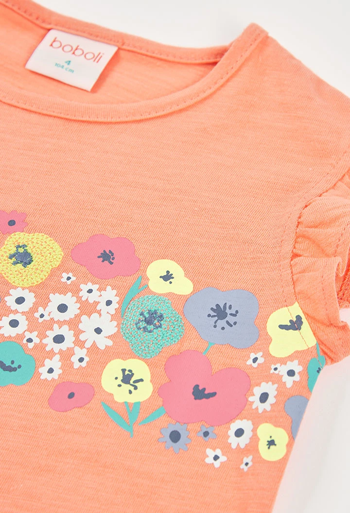 Maglietta da bambina in cotone arancione