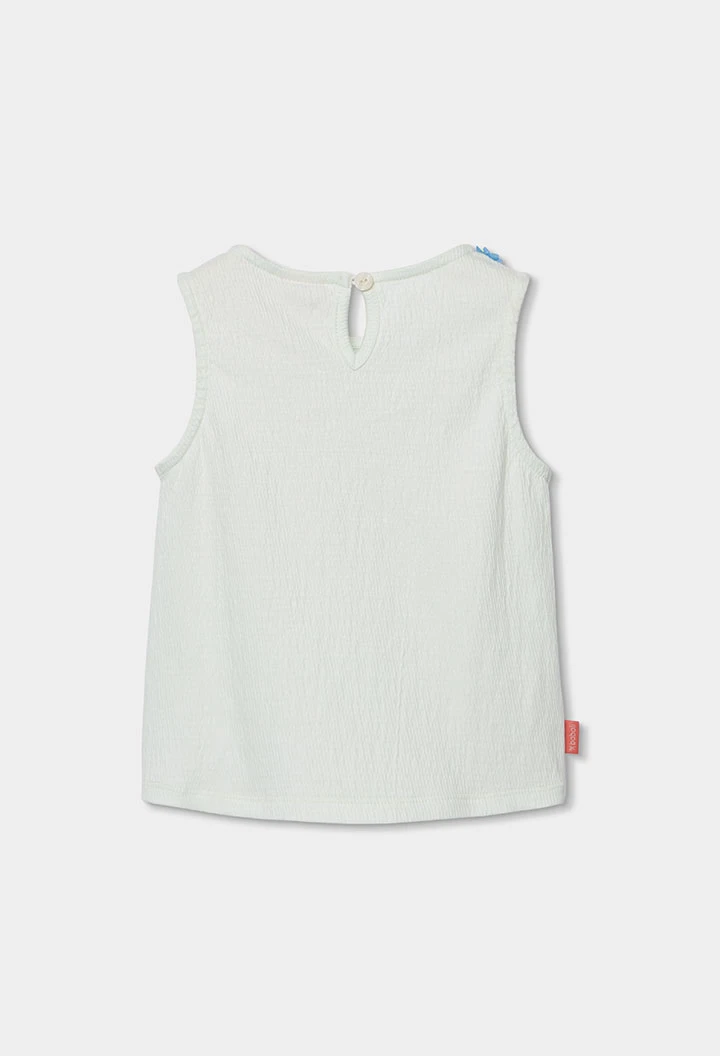 T-shirt fille en coton blanc avec fleurs