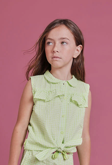 Camicia bambina popeline quadri