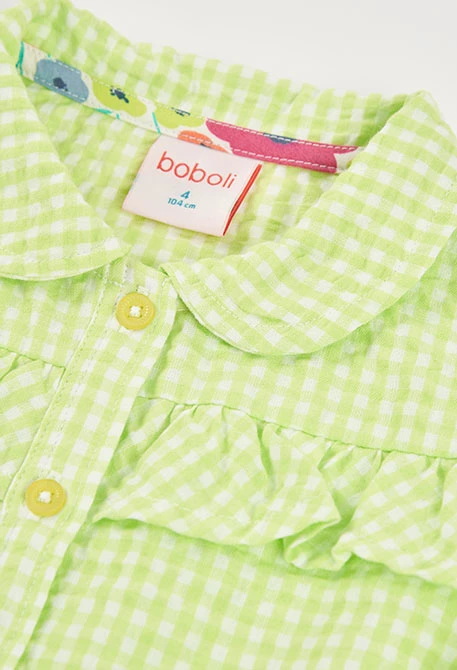 Chemise fille popeline à carreaux