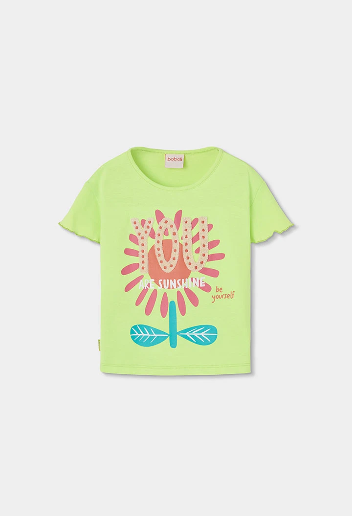 Camiseta niña manga corta algodón verde