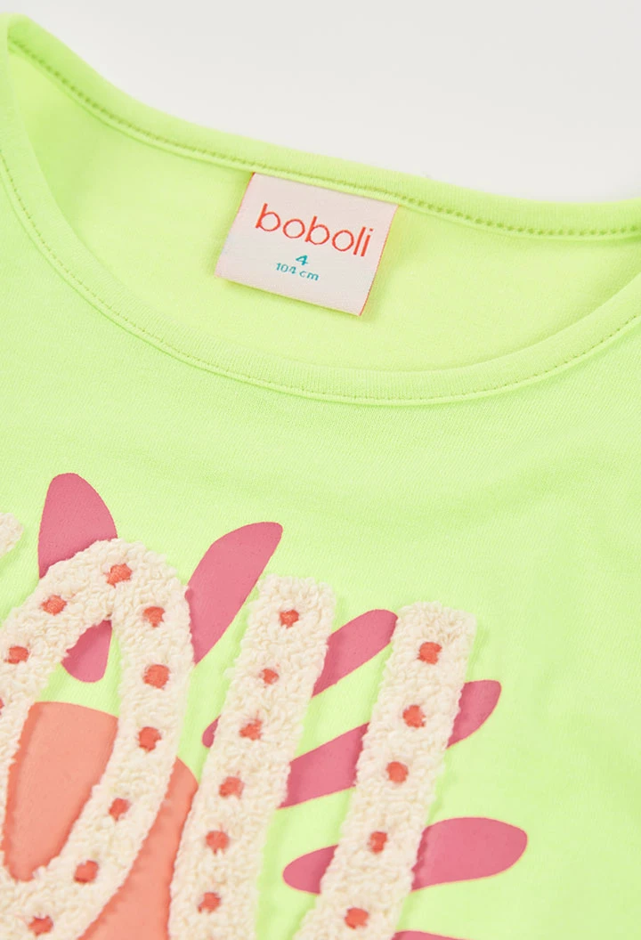 Camiseta niña manga corta algodón verde
