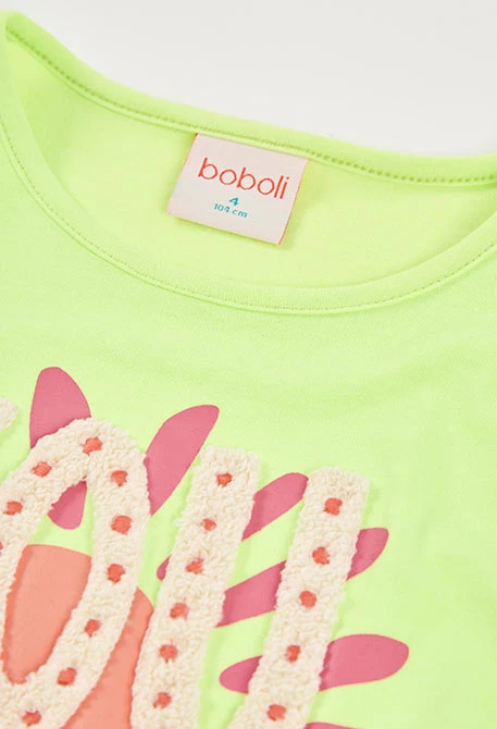 T-shirt fille manches courtes coton vert