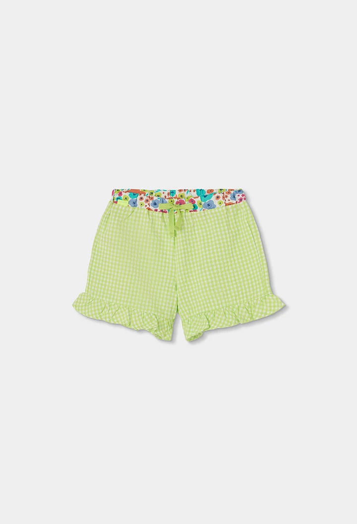 Girl?s check poplin bermuda shorts