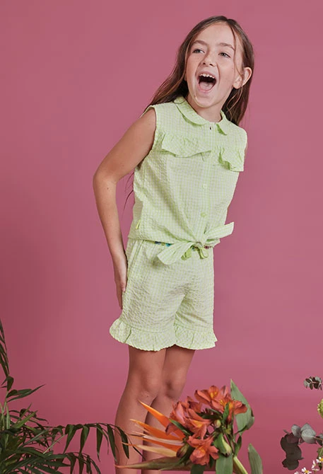 Girl?s check poplin bermuda shorts