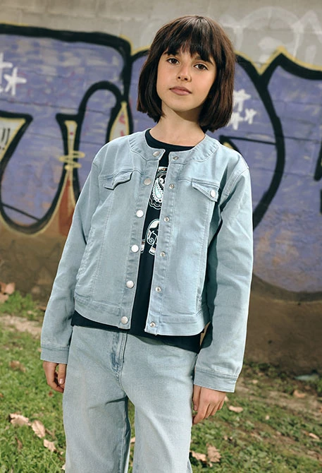 Girls? knitted denim jacket