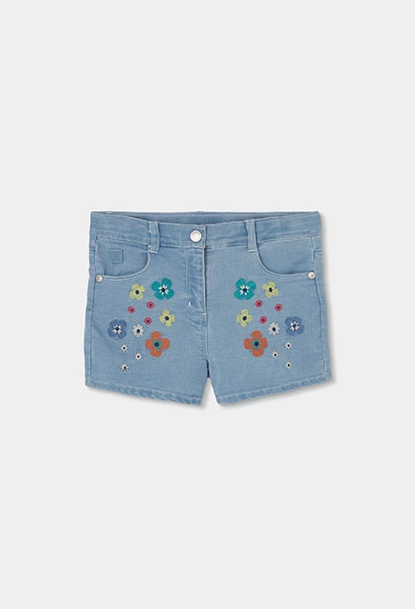Floral denim shorts