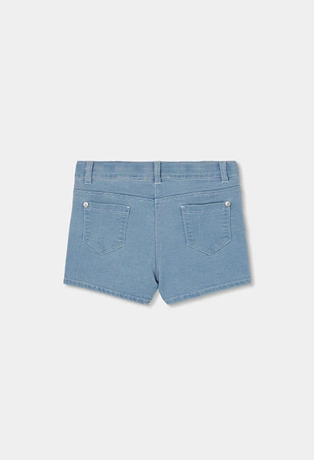 Short in denim con fiori