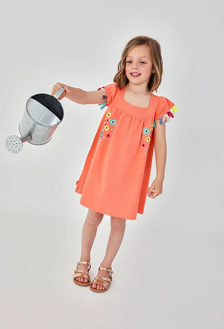 Vestido laranja flores