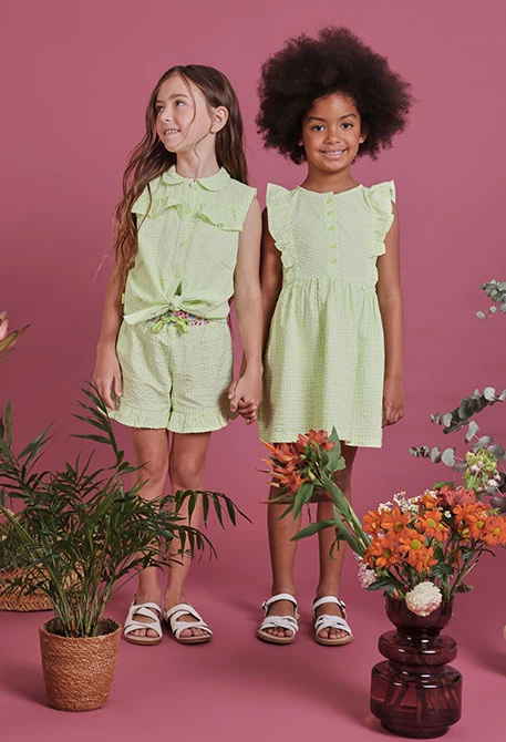 Robe en popeline à carreaux