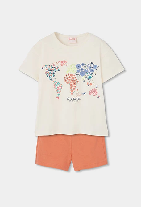 Conjunto algodón niña camiseta y pantalón corto