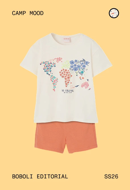 Set di cotone per bambina con maglietta e pantaloncini