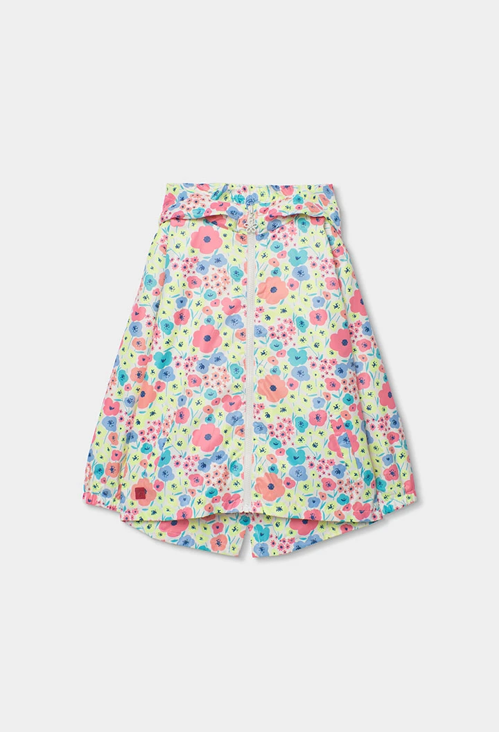 Girl?s parka in technical fabric with floral print