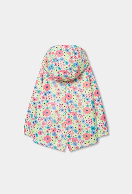 Girl?s parka in technical fabric with floral print