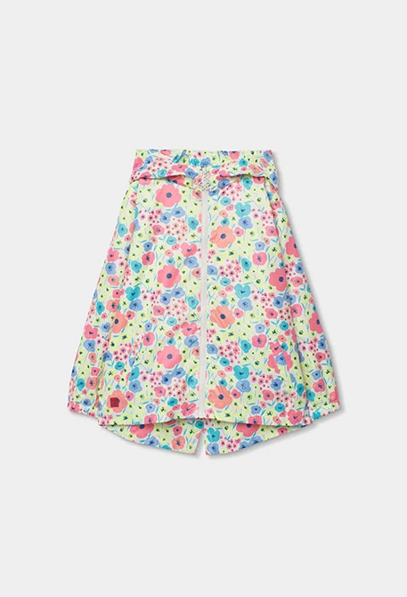 Girl?s parka in technical fabric with floral print