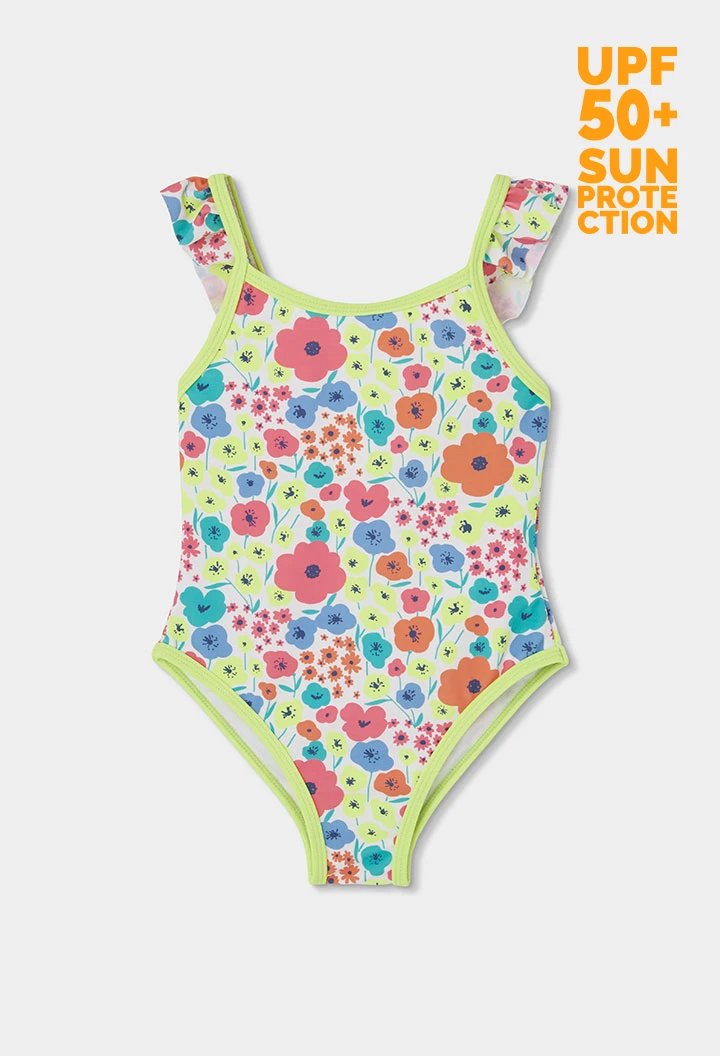 Fato de banho de menina estampado com flores