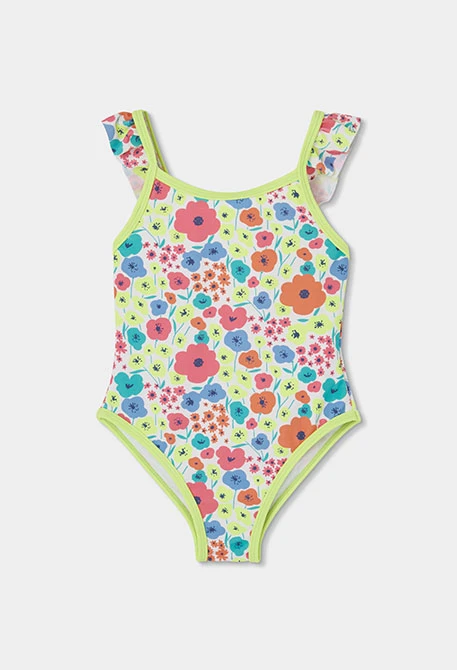 Fato de banho de menina estampado com flores