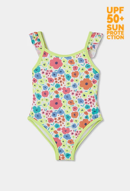 Costume da bagno per bambina con stampa floreale