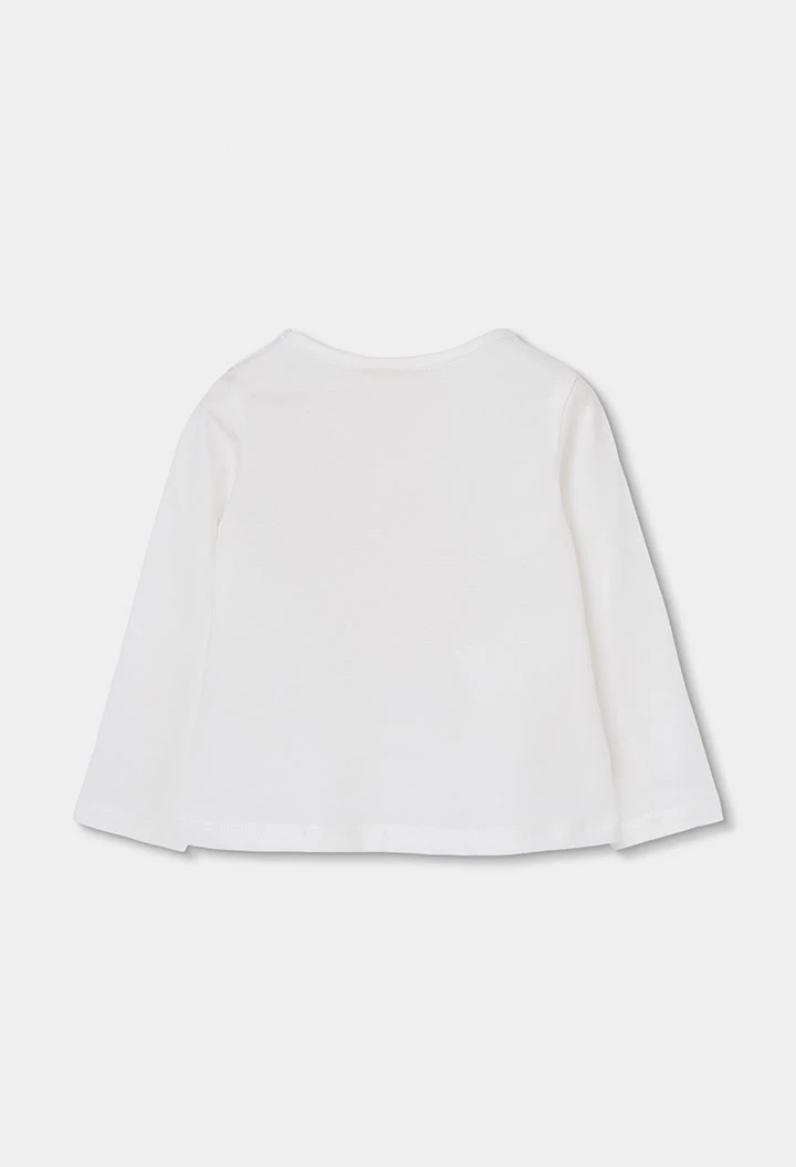 Camiseta punto niña blanca estampado muñeca y zorro