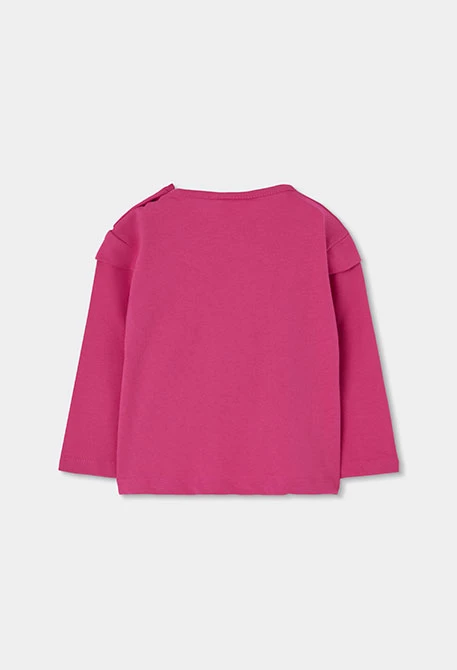 Camiseta punto niña fucsia bordado flores