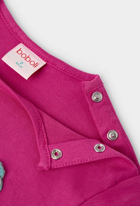 Maglietta in maglia bambina fragola ricamo fiori