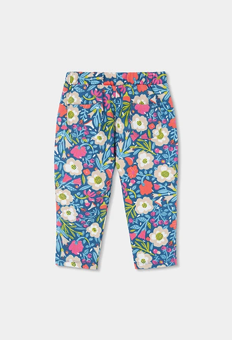 Pantalons de pelfa nena verd estampat flors