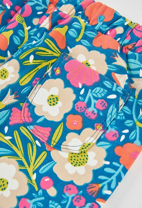 Pantaloni in felpa bambina verde stampa fiori