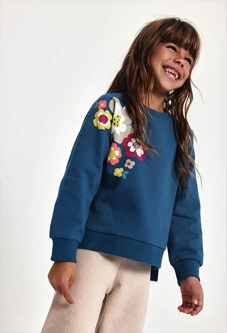 Sweatshirt felpa menina verde estampado flores