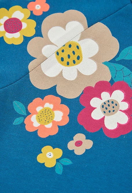 Sudadera felpa niña verde estampado flores