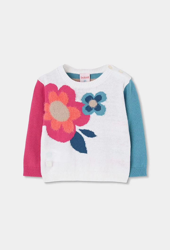 White floral print girl\'s jumper
