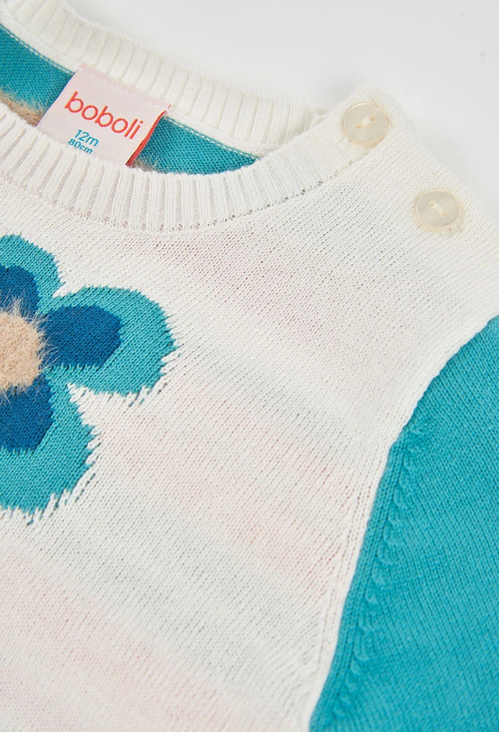 Pull blanc fille imprimé fleurs