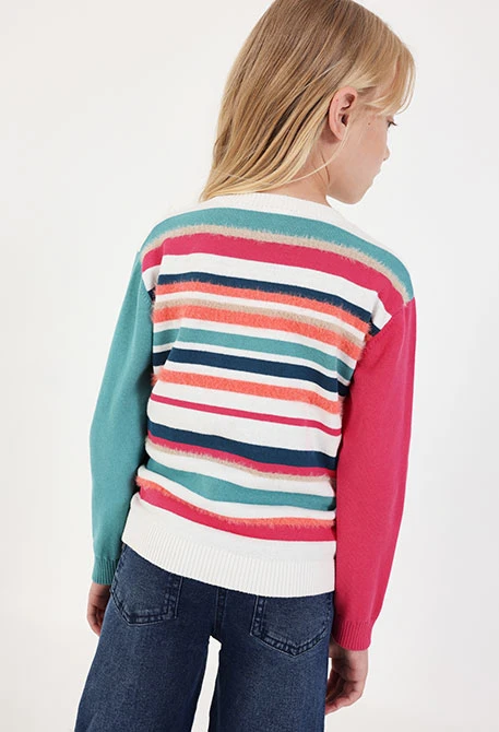 Maglione bianco bambina con stampa floreale