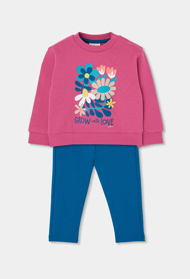 Conjunto punto niña fresa estampado flores