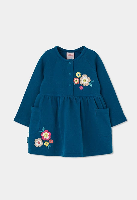 Vestido punto verde estampado de flores