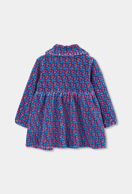 Vestito in maglia stampato fiori blu e rosa
