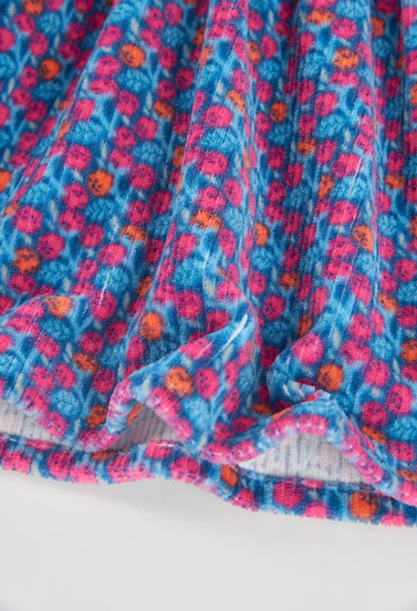 Vestido punto estampado flores azul y rosa