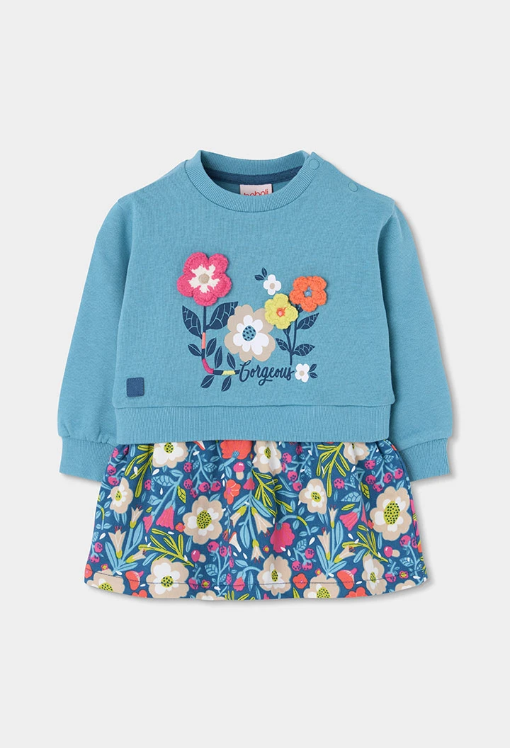 Vestit de pelfa verd estampat de flors