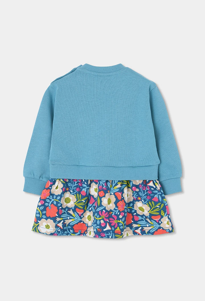 Bedrucktes Samtkleid in Grün mit Blumenmuster