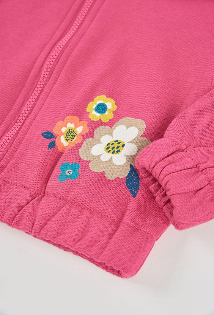 Chaqueta felpa niña fresa estampado flores