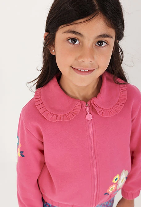 Chaqueta felpa niña fresa estampado flores