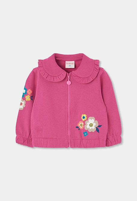 Chaqueta felpa niña fresa estampado flores