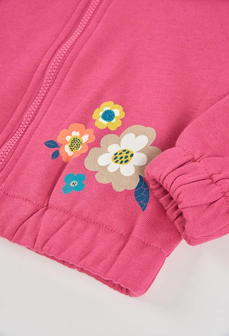 Chaqueta felpa niña fresa estampado flores