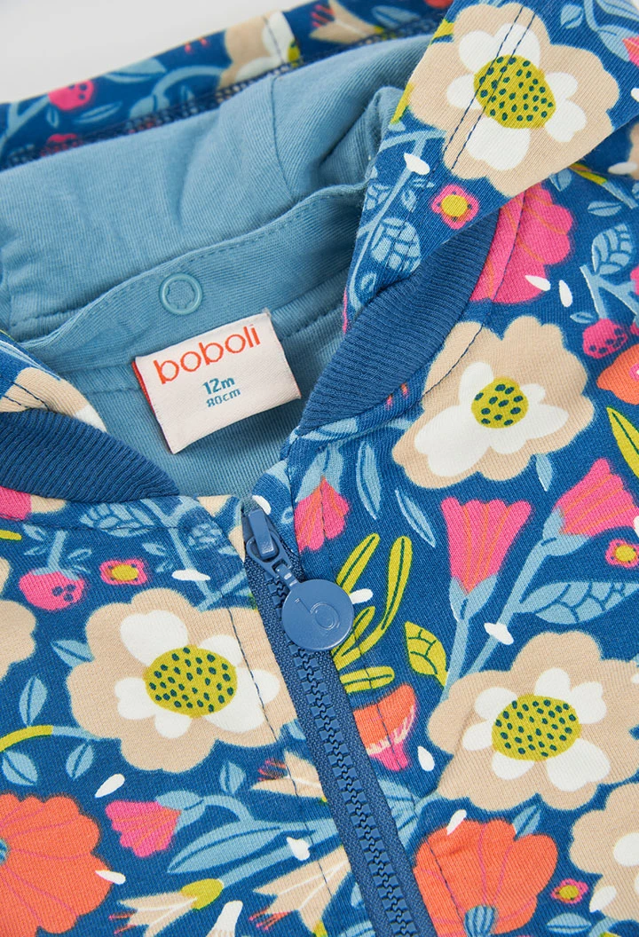 Jaqueta de pelfa nena verda estampat flors