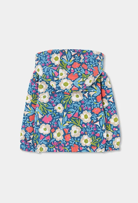 Chaqueta felpa niña verde estampado flores