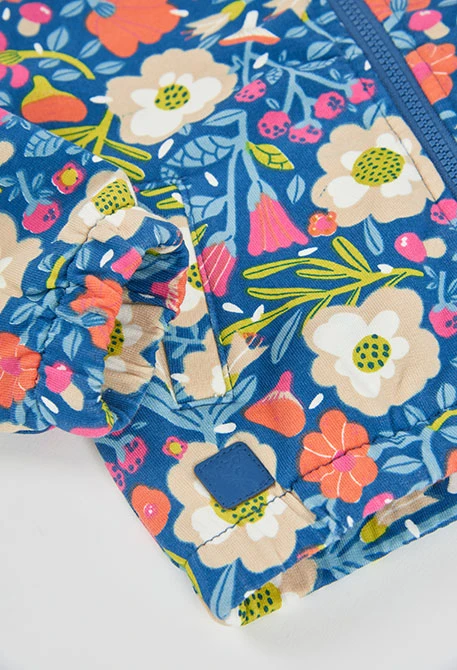 Chaqueta felpa niña verde estampado flores